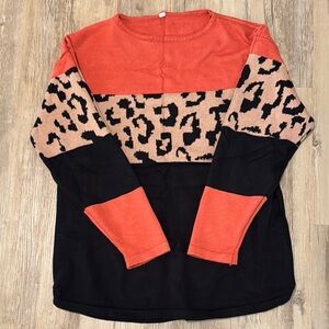 Women’s Color Block Striped Sweater Crew Neck Extra Soft Sz Large